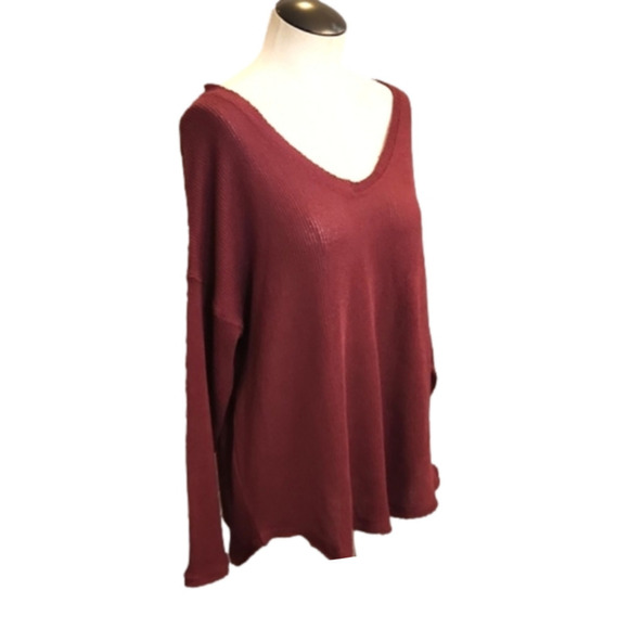 Womens For The Republic maroon v neck knit long sleeve top size Medium. - Picture 3 of 14